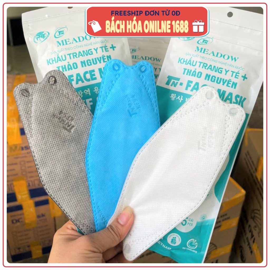 Túi 5 Chiếc Khẩu Trang Y Tế KF94 hàng Hàn Quốc cao cấp, thiết kế 4D thoáng khí dễ thở, thoải mái khi đeo, dây đàn hồi