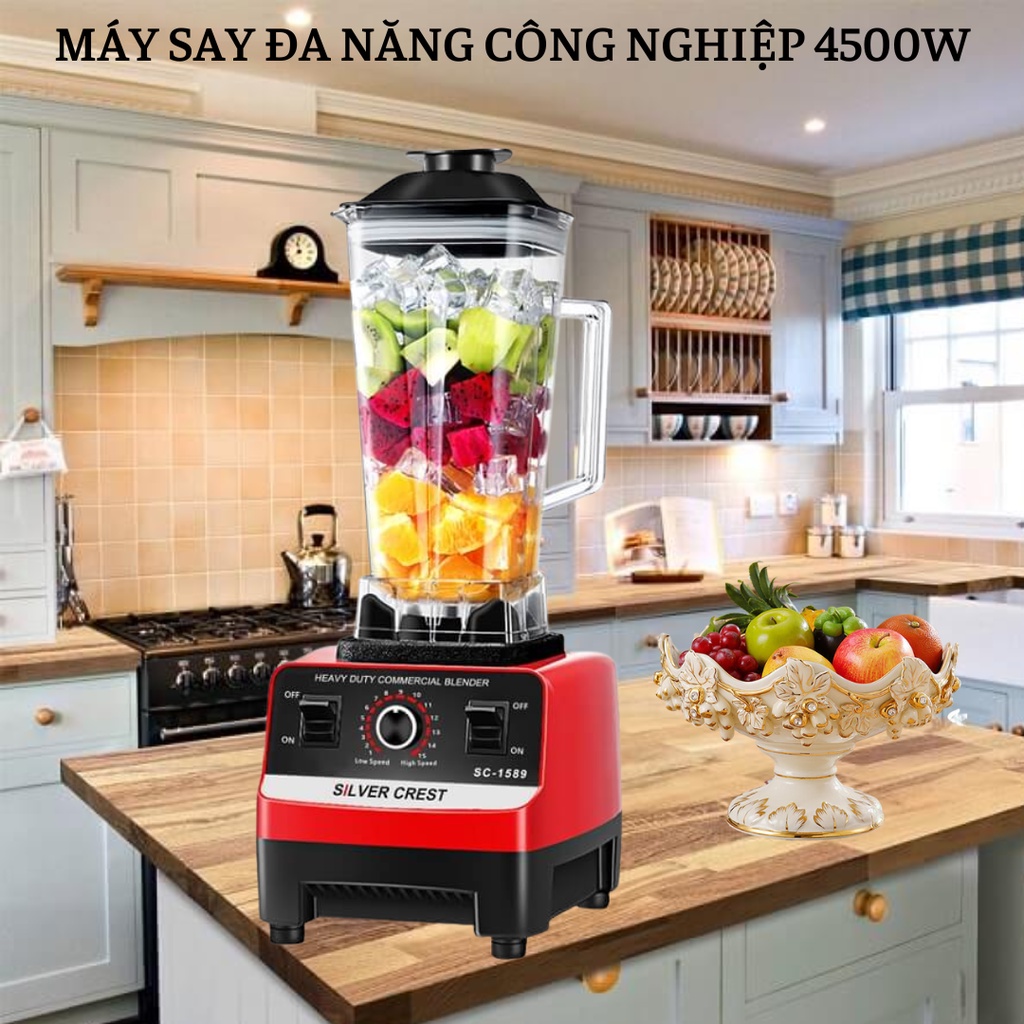 Máy Xay Sinh Tố Công Nghiệp 4500W, 2 Cối, Rau Củ, Xay Đá, Không Dùng Để Xay Thịt, Bảo Hành Chính Hãng Bosingwa