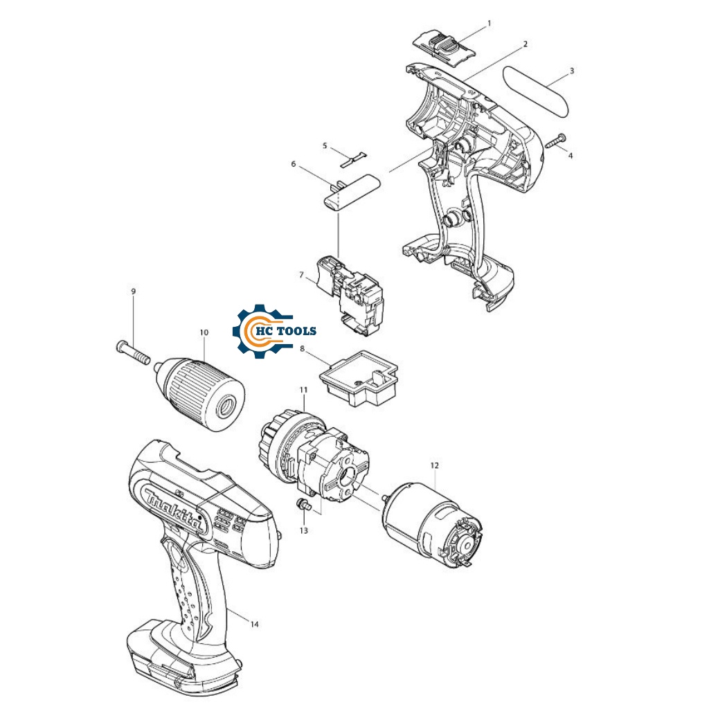 Bộ nhông - Cụm nhông trục máy bắt vít pin DDF453/ DF457 Makita  chính hãng | HÙNG CƯỜNG TOOLS