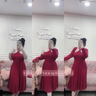Set đầm cổ yếm xoắn kèm khoác bigsize