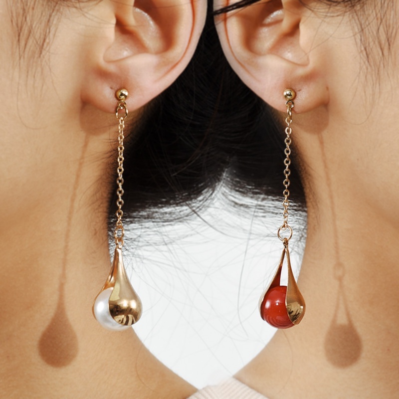 Khuyên Tai Giọt Nước Đính Hạt Ngọc Trai Giả Thời Trang