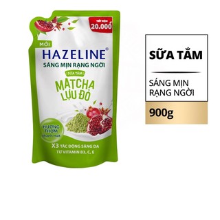 Túi sữa tắm dưỡng thể thiên nhiên trắng da hazeline matcha lựu đỏ sáng mịn rạng ngời 900g