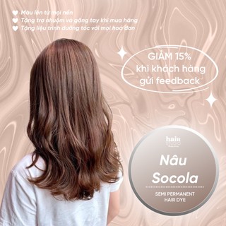 (Tặng Bodymist) Nhuộm tóc màu nâu socola không tẩy (tặng trợ nhuộm + găng)