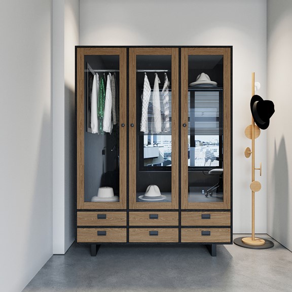 HENRY, Tủ quần áo 3 gian hiện đại WAR_064, 135x50x180cm, Scandi Home