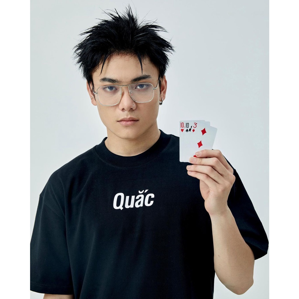 Áo Thun Xì Dách Quắc 100% Cotton Tay Lỡ Unisex - Đen/Trắng Cổ Tròn | Blackwork
