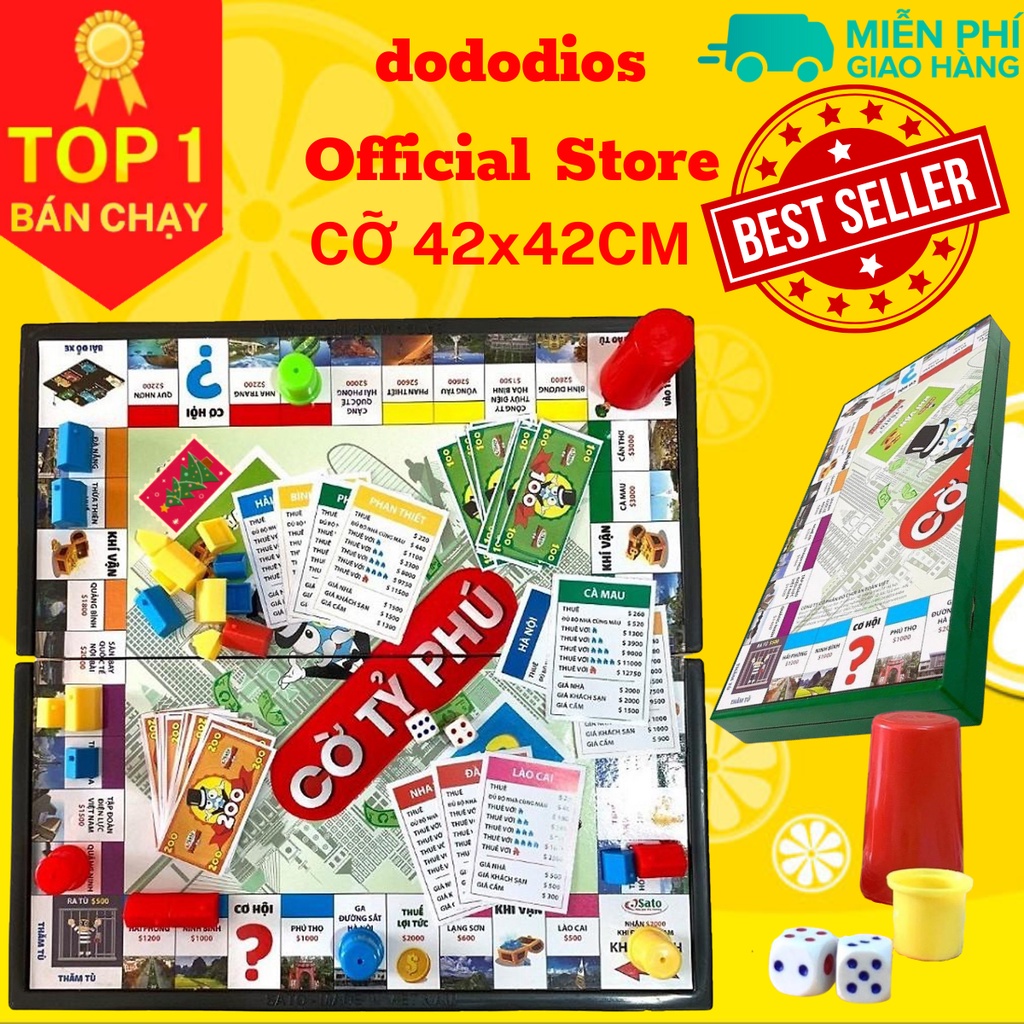 [Loại lớn] Cờ Tỷ Phú - Monopoly - bàn NHỰA cao cấp 42 x 42cm - Trò chơi rèn luyện tư duy tài chính - chính hãng dododios