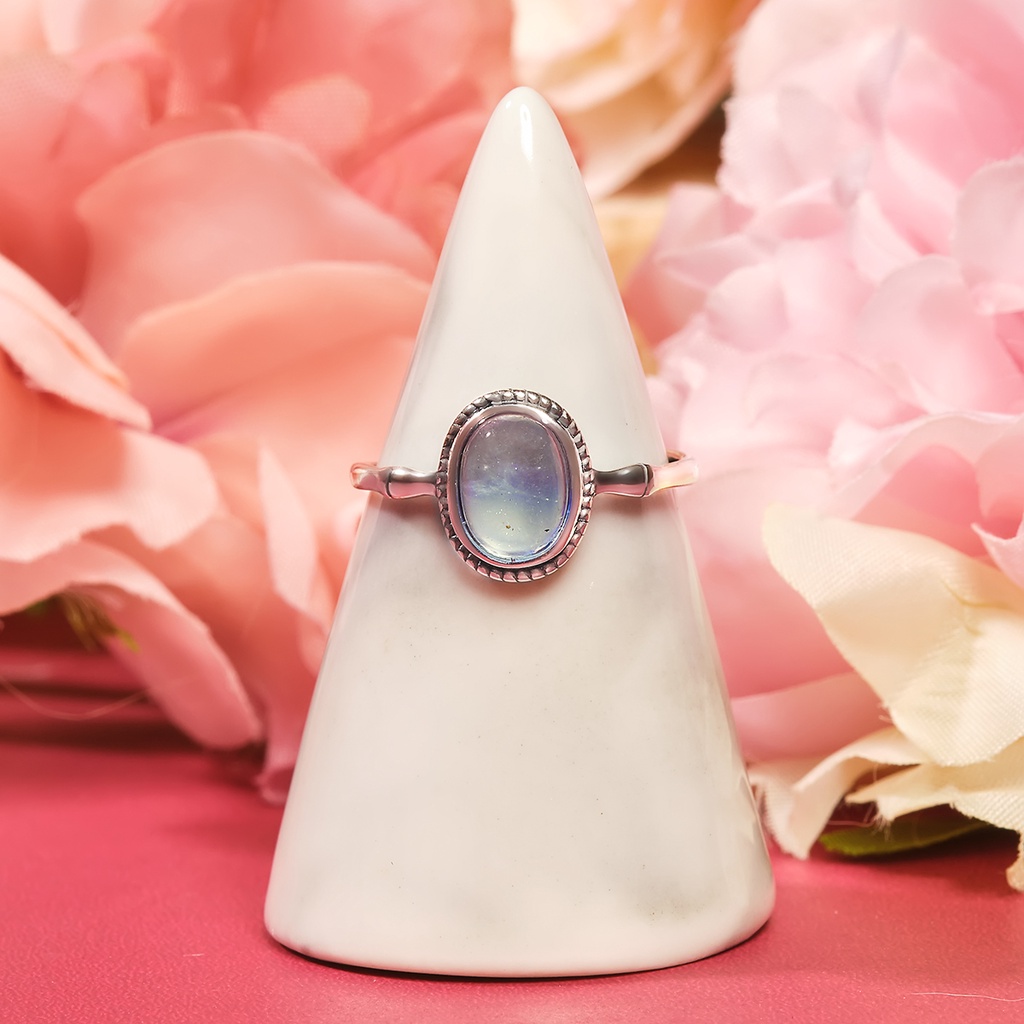 Nhẫn Nữ Bạc 925 Đá Aquamarine Thiên Nhiên