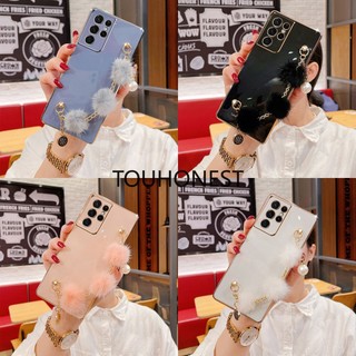 Ốp Điện Thoại Casing Samsung Galaxy S20 Plus Case Samsung S22 Plus Case Samsung A22 Case Samsung M31 M42 Case Samsung A42 Case Samsung J5 Pro Case Samsung J7 Prime Case Samsung S21 Ultra Case Samsung S22 Ultra New Cute Plush Ball Pendant Phone Cover Case