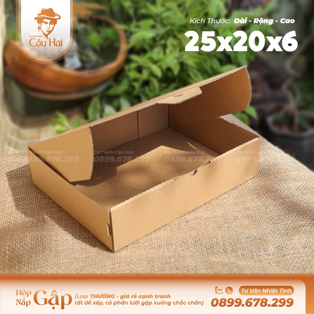 Set 20 hộp carton nắp GẬP 25x20x6