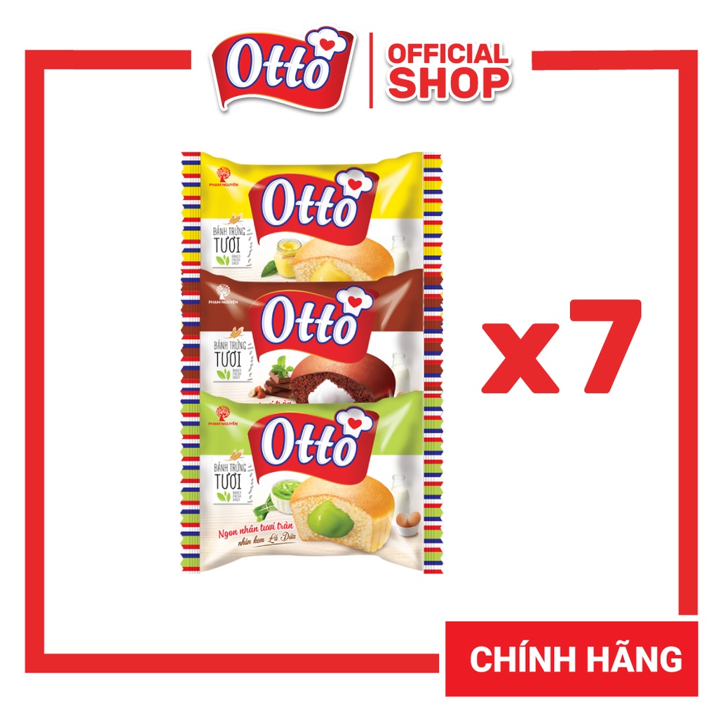 CHÍNH HÃNG Thùng 21 Bánh Trứng Tươi Custard Otto Nhân Kem 35g