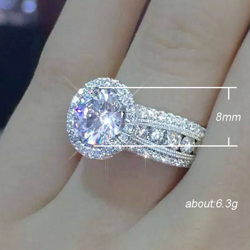 Nhẫn Đính Hôn Bạc 925 Đính Đá Sapphire Trắng Thời Trang