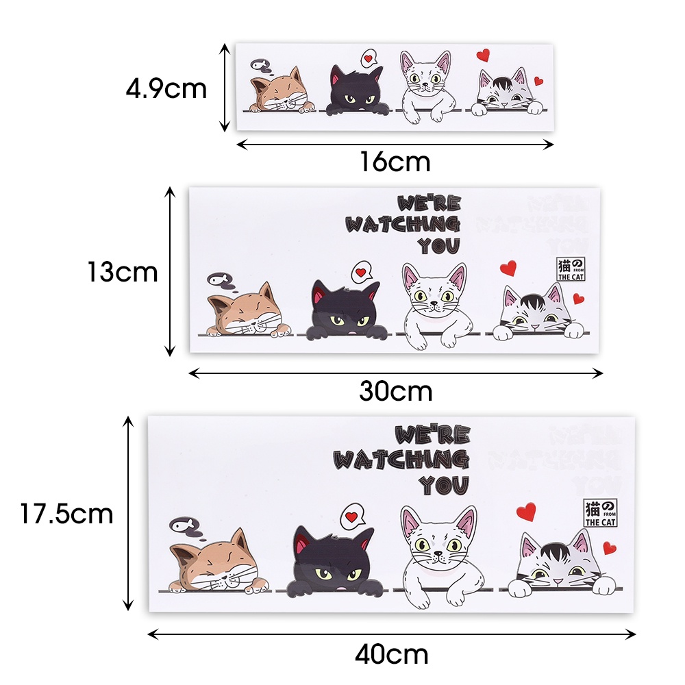 Miếng Dán PVC Chống Thấm Nước Họa Tiết Chú Mèo Lái Xe Moto 3 Kích Cỡ Vui Nhộn Trang Trí Xe Hơi
