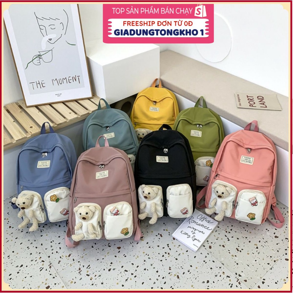 BALO GẤU ĐI HỌC UNISEX CÁ TÍNHGIADUNGTONGKHO1CẶP NỮ NAM THỜI TRANG TEEN DỄ THƯƠNG, BALO PHONG CÁCH HÀN QUỐC CHÔNG THẤM