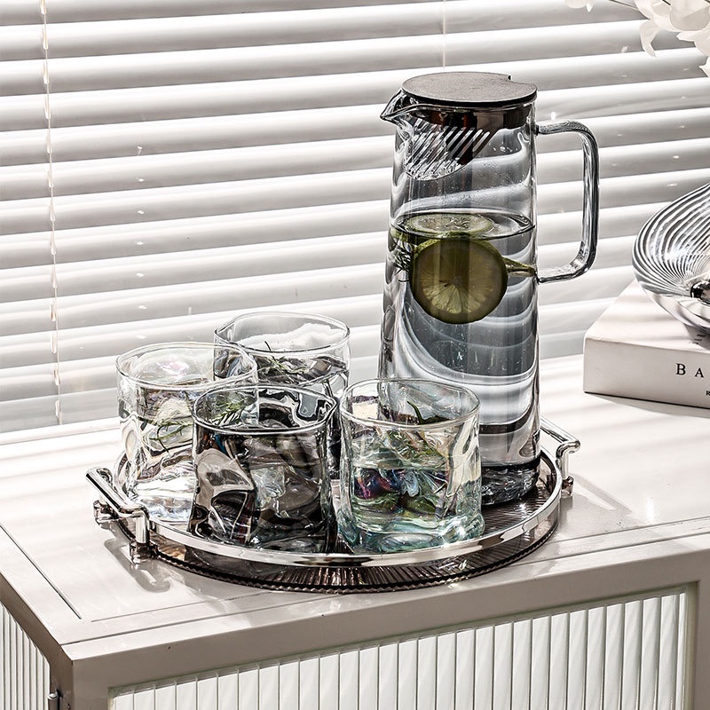 Bộ cốc bình nước thuỷ tinh cao cấp để bàn sang trọng cho phòng khách decor nhà cửa chịu nhiệt chịu lực cao sotoba