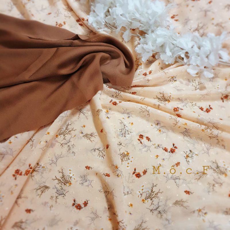 Tơ ý áo dài hoa nhí