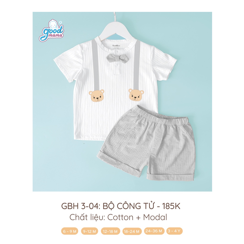 Bộ Quần Áo Hè Cho Bé Trai Goodmama chất liệu Cotton Modal