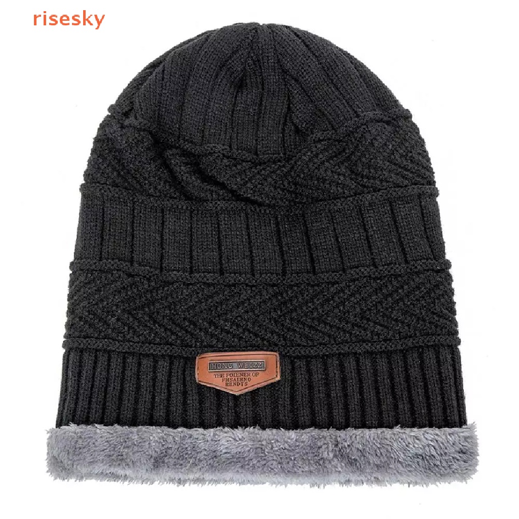 Mũ Beanie Dệt Kim Chất Liệu Cotton Dày Dặn Thời Trang Mùa Đông Cho Nam Giới