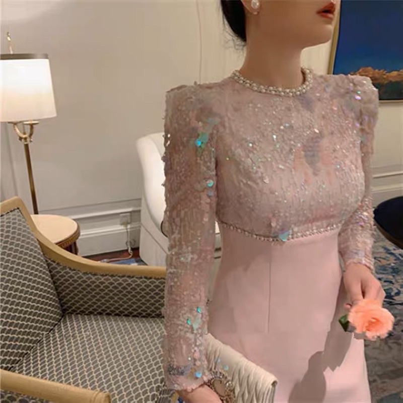 Đầm nữ phối kim tuyến hàng cao cấp