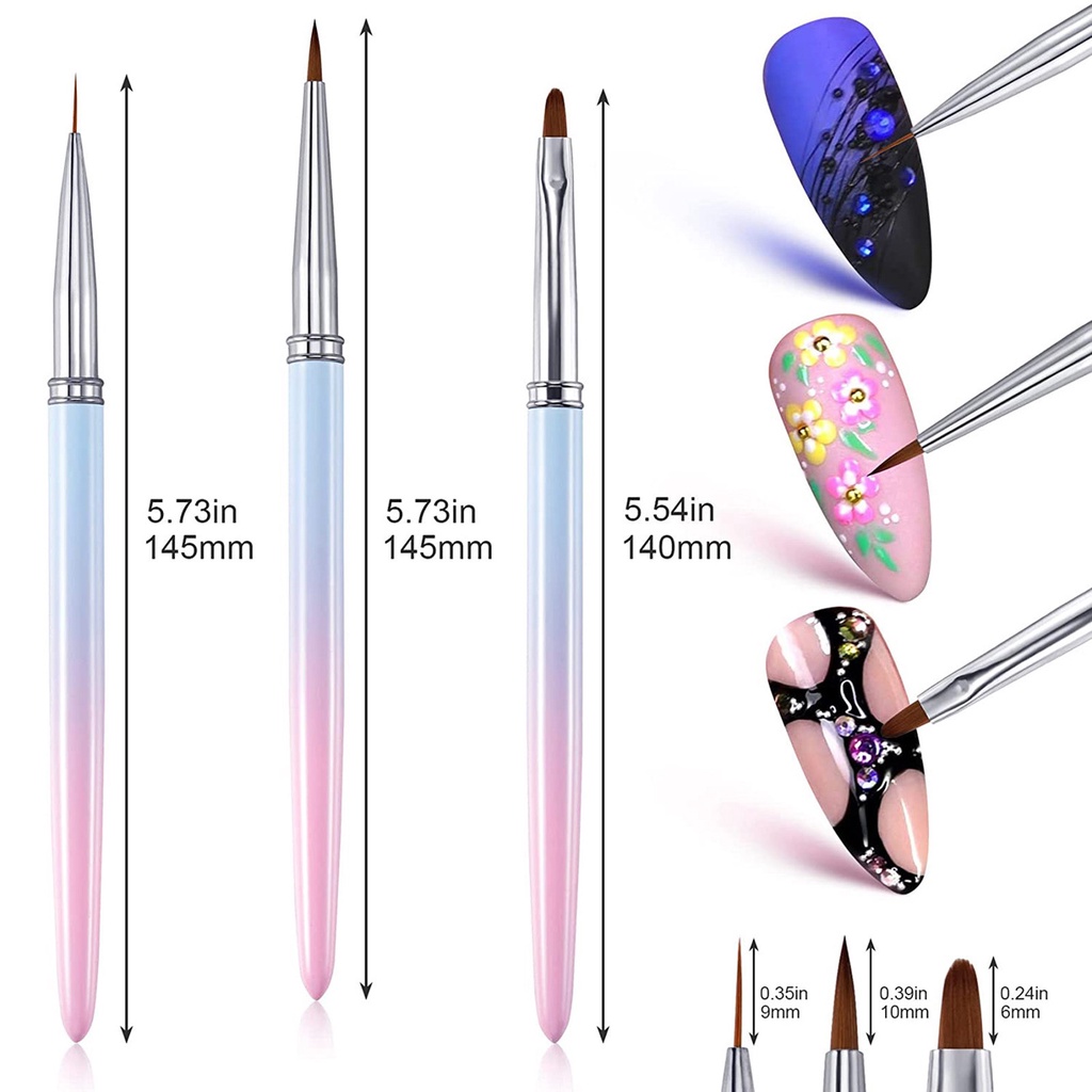 Cọ Vẽ Trang Trí Móng Tay Nghệ Thuật Bằng Sợi Nylon Tay Cầm Bằng Nhựa Màu Sắc Sống Động Thoải Mái