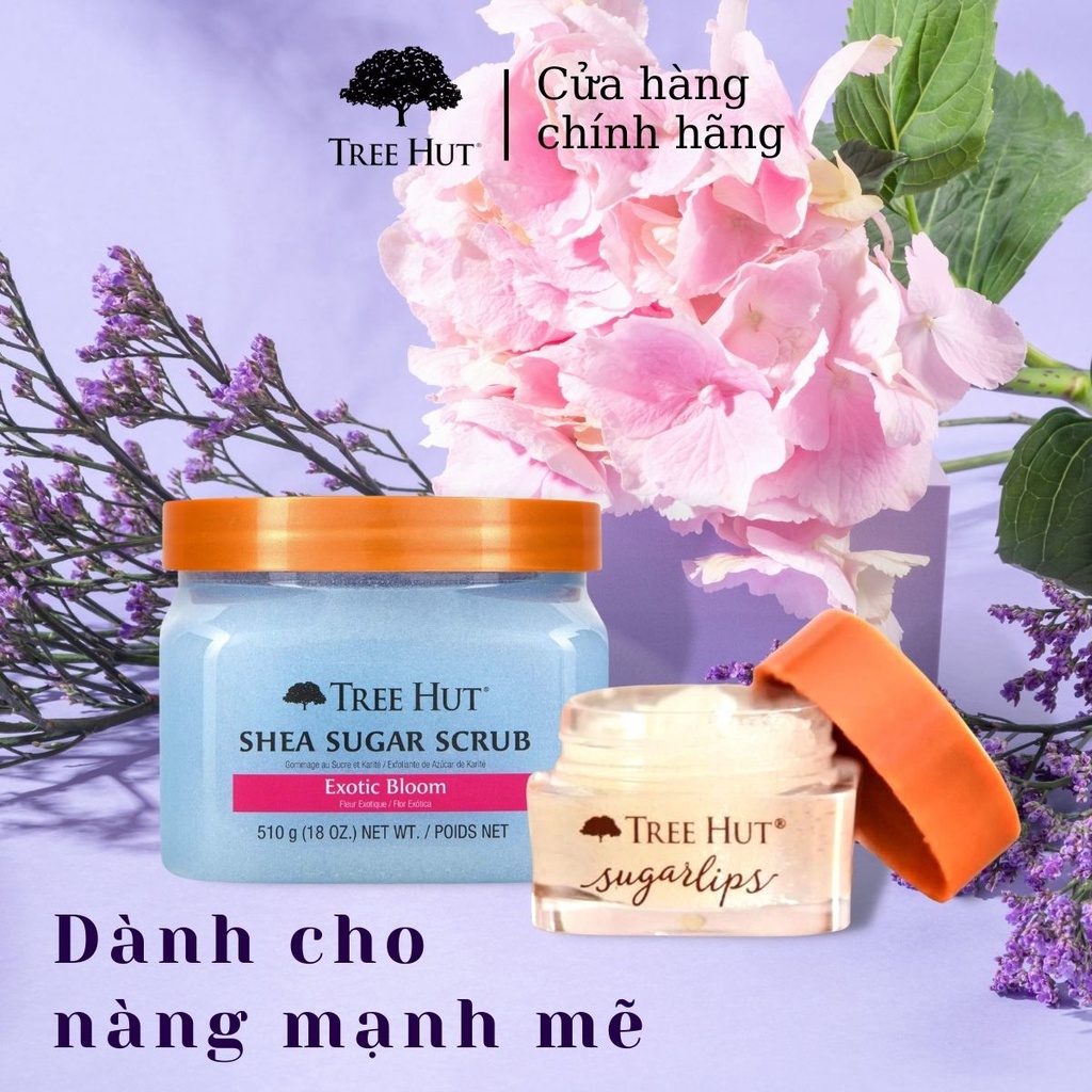 Combo Tẩy tế bào chết cơ thể Tree Hut Exotic Bloom 510 gr & Tẩy tế bào chết môi Sweet Mint 9,8 gr