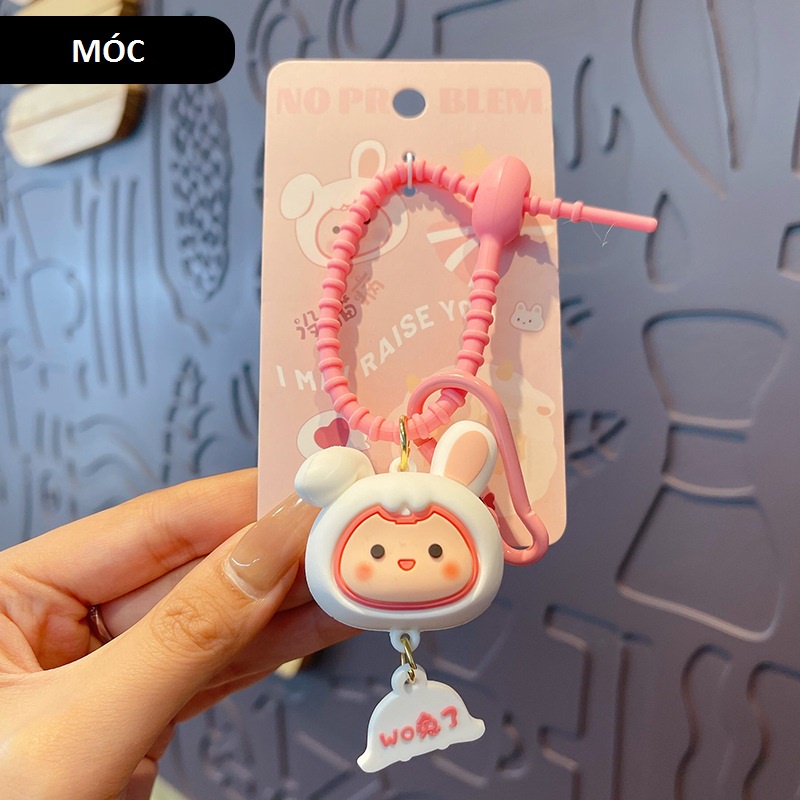 Móc khóa Cá, thỏ, cừu kèm dây cao su quá đáng êw