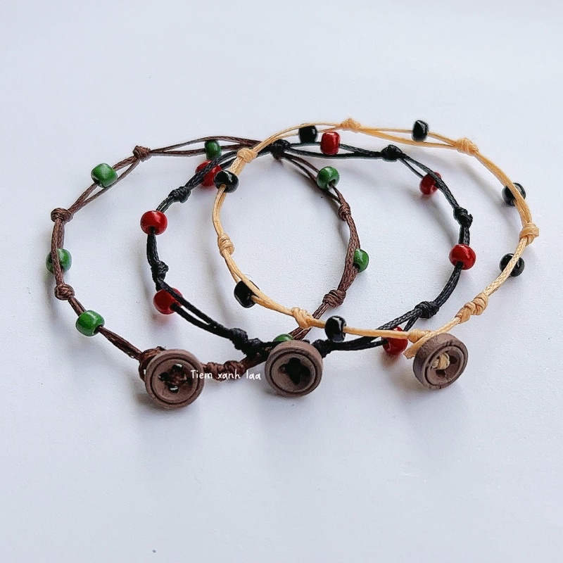 Vòng tay may mắn hạt cườm khuy gỗ | Vòng tay đôi,nhóm