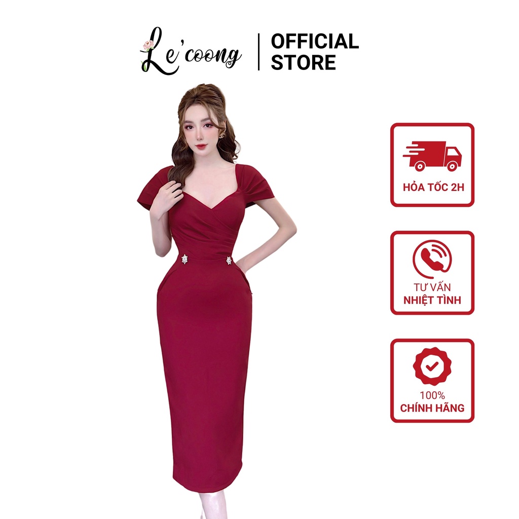 Đầm Body Kiểu Tay Phồng LECOONG V298 Váy Nữ Vải NỈ Nhung Dáng Ôm Đen Đỏ Trắng