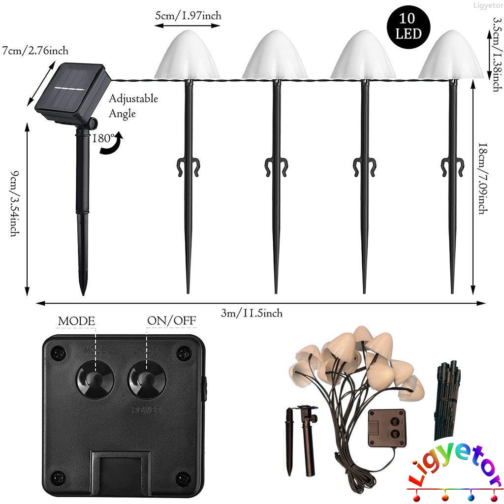 Bộ Sản Phẩm Dây Đèn LED Trang Trí 3.5M / 10 Bóng Hình Cây Nấm