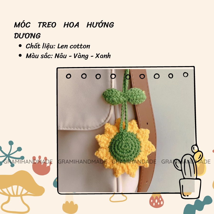 Móc khóa hoa hướng dương bằng len handmade