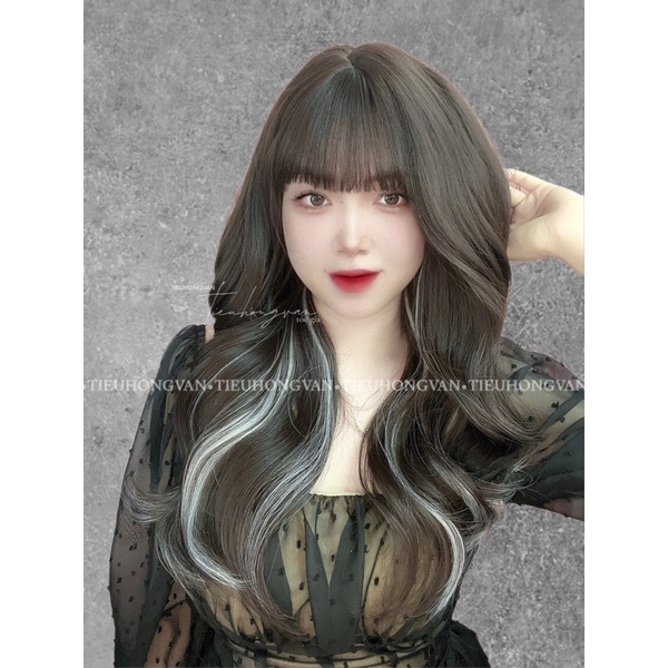 TÓC NGUYÊN ĐẦU NGÔI LỆCH XOĂN LIGHT KHÓI - 45cm