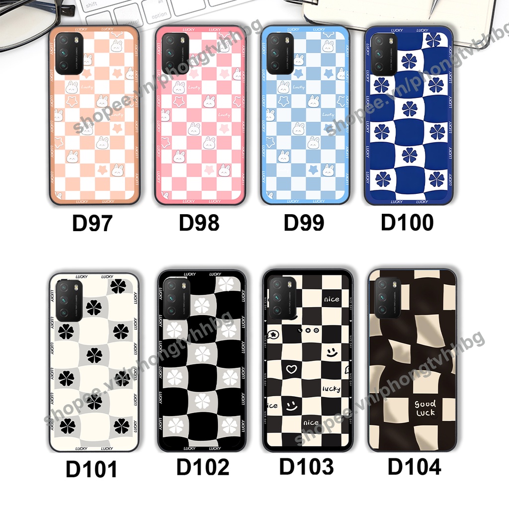 Ốp lưng Xiaomi Redmi 9T / Poco M3 / Poco X3 caro mẫu hoa trắng đen cực đẹp cute giá rẻ