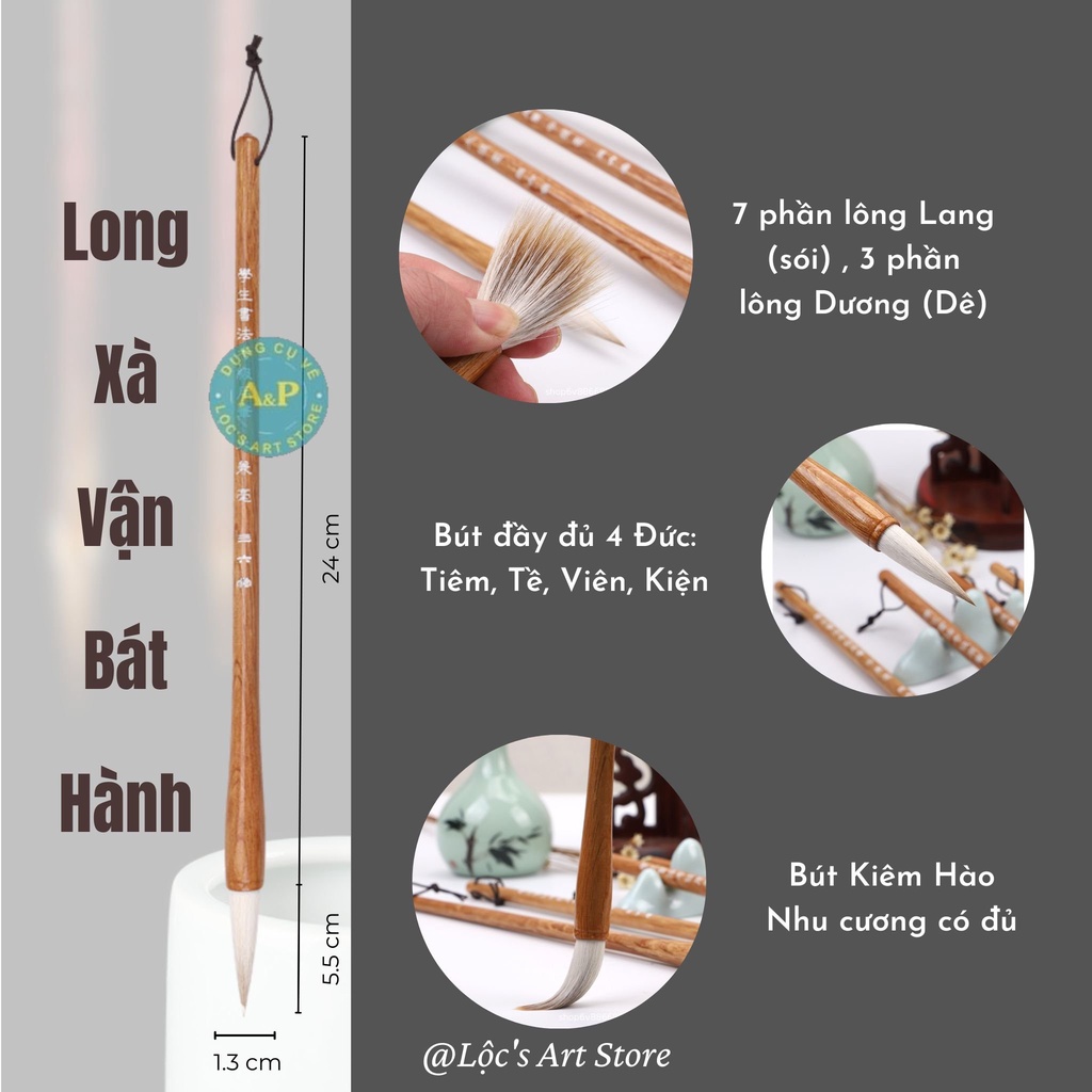 Bút Lông Thư Pháp Cao Cấp LONG XÀ VẬN BÁT HÀNH 322098 Kiêm Hào