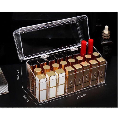 Khay đựng mỹ phẩm đựng nhiều son giúp bàn trang điểm gọn và trang trí không gian- chất liệu nhựa- kích thước cao 23cm