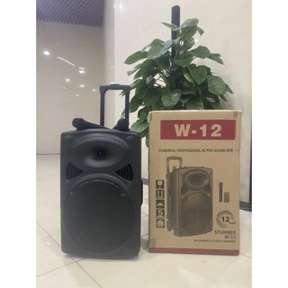 Loa kéo  di động Karaoke GVA W-12  W12  Bass 30,12 inch, 2 míc, vỏ nhựa đẹp hiện đại, âm thanh tốt, công suất đỉnh 350W