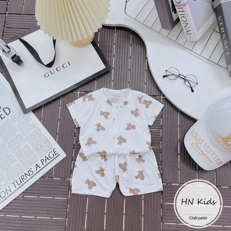 Bộ cộc cài chéo chất peptit HN kids siêu xinh cho bé 3-7kg