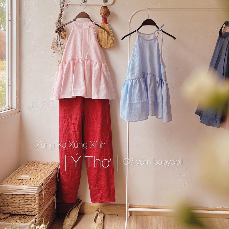 | 0303 studio | áo yếm babydoll - vải linen - dòng Ý Thơ