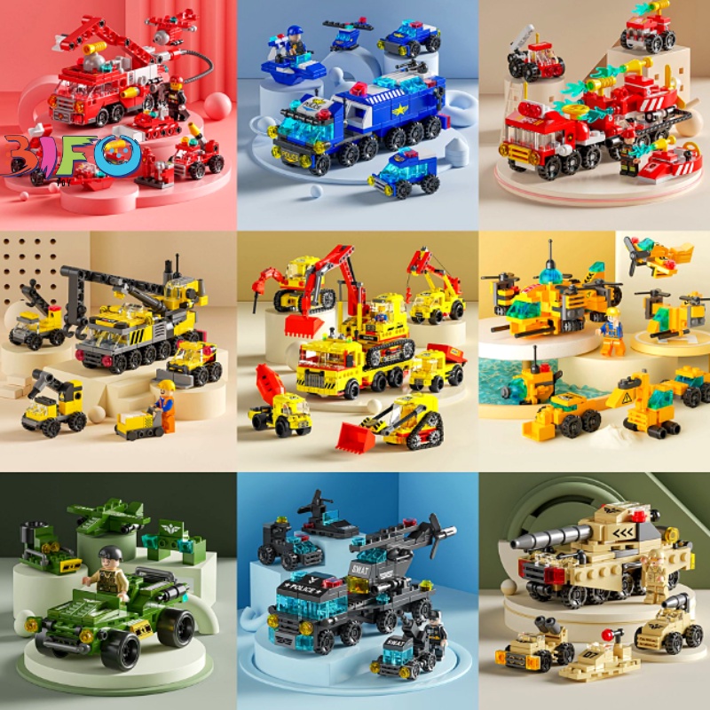 Bộ đồ chơi xếp hình Mô hình đồ chơi lắp ráp xếp hình xe ô tô máy bay phát triển trí tuệ cho bé