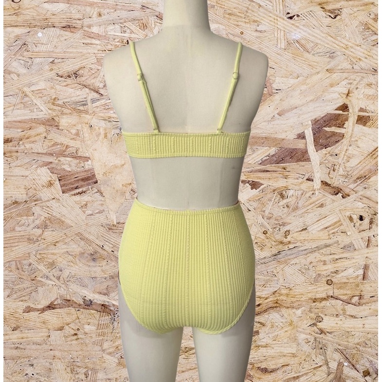 Set bikini 2 mảnh cạp cao trơn đơn giản