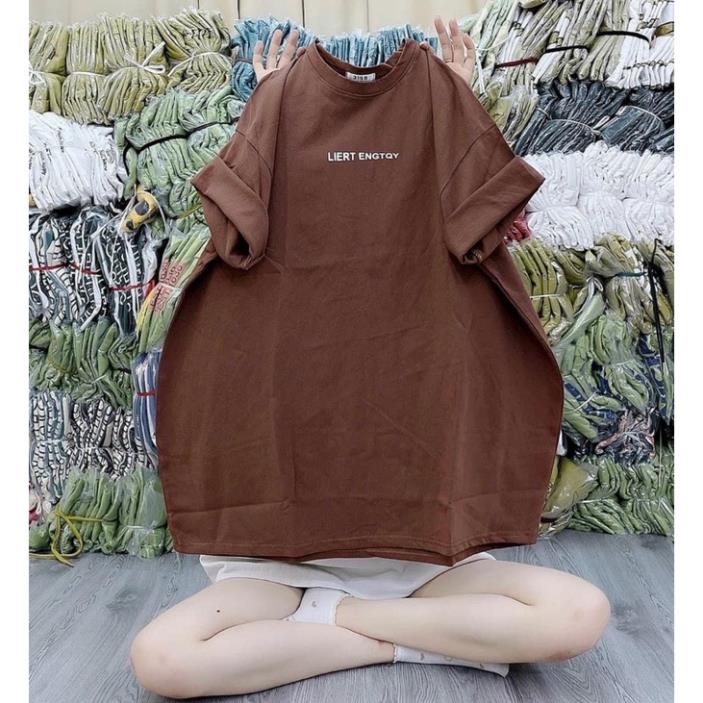 Áo Thun 3158 Form Rộng, Áo Phông 3158 Chất Cotton Khô In Chữ Nhỏ LIERT Hàng Quảng Châu loai 1 freesize<75kg
