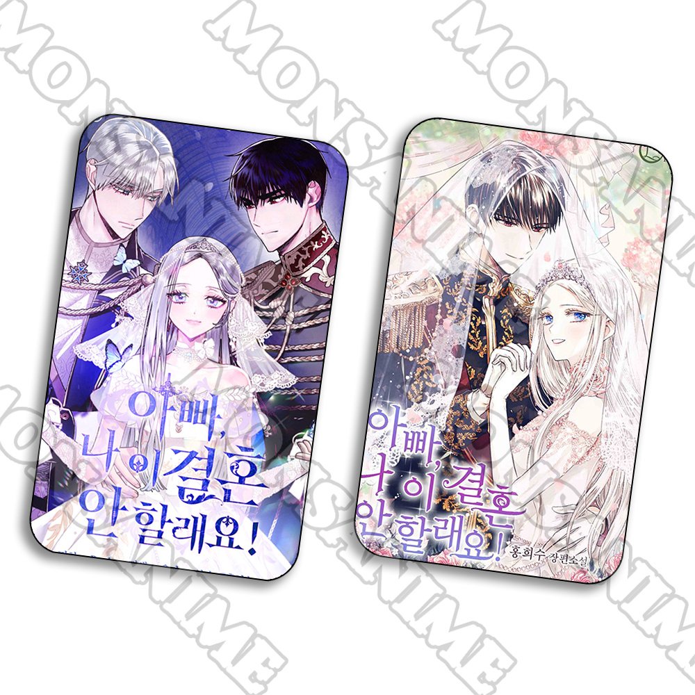Ảnh card bo góc in hình CHA, CON KHÔNG MUỐN KẾT HÔN ver BA NGƯỜI manhua thẻ bo viền 5*8cm anime chibi