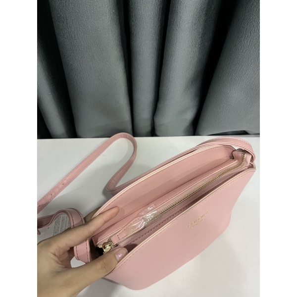 Túi si hiệu COLORS & chouette màu hồng da pu