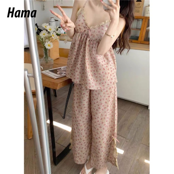 Set Ngủ 2 Dây V2 Sleepwear In Hoa Nhí Xẻ Ngực Thời Trang Dành Cho Nữ