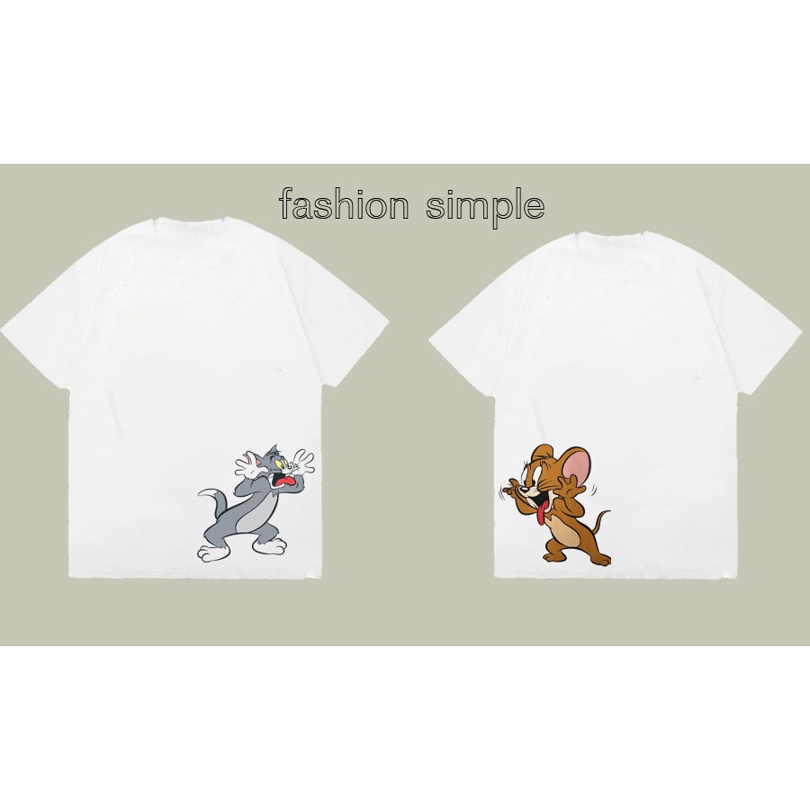 Áo thun cặp đôi unisex nam nữ, áo phông from rộng tay lỡ " tom and jerry lêu lêu " sản phẩm hot trent mùa hè