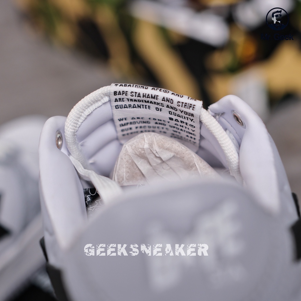 [GeekSneaker] Giày Sneaker Bape Sta Low Sneakers A Bathing Shoes Bapestar Shoes - Xám Đen Trắng