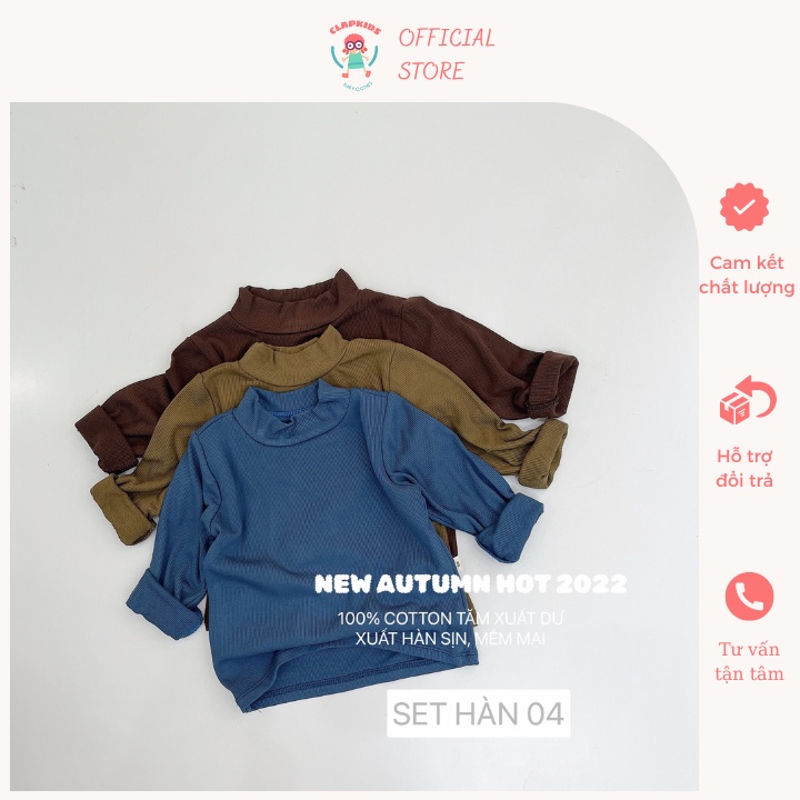 Combo 3 áo giữ nhiệt cổ 3 phân vải xuất dư xuất Hàn sịn cho bé yêu CLAPKIDS 2023 ảnh thật 100%