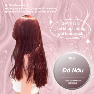 (Tặng Bodymist) Nhuộm tóc màu đỏ nâu không tẩy (tặng trợ nhuộm + găng)