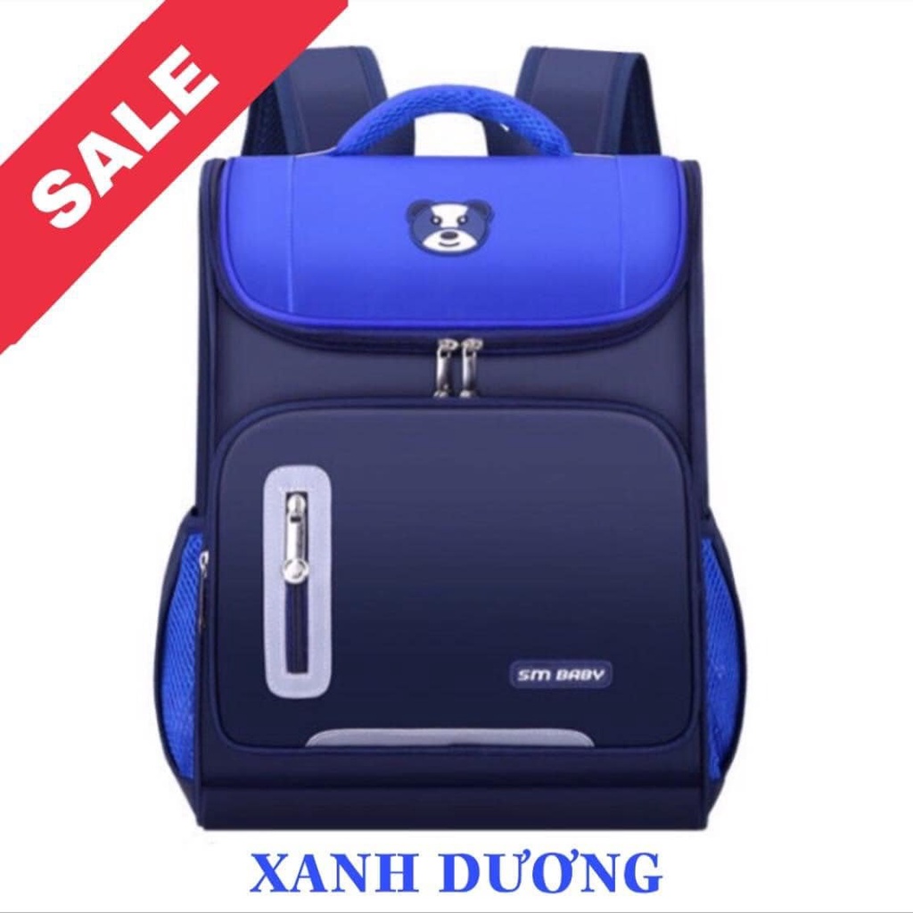 Balo đi học, balo gấu chống gù cho học sinh cấp 1, form hình hộp màu tươi nét