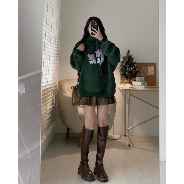 [NEW]ÁO HOODIE IN HOA TÚI BỤNG KUTE XINH XẮN