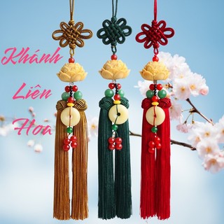 Khánh treo bông sen - gắn đồng điếu giúp mang lại không gian an lành, ấm áp cho xe ô tô hoặc nơi ở - otofunmoclan