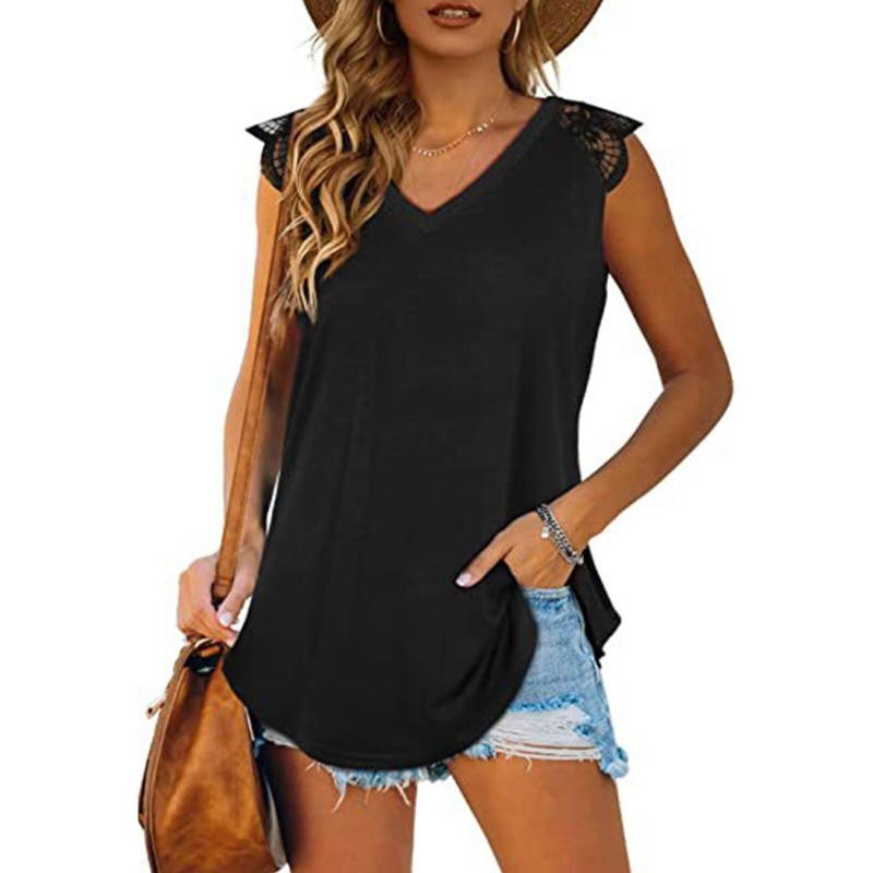 Áo Thun Tay Ngắn Cổ Chữ V Phối Ren Thời Trang Mùa Hè Cho Nữ